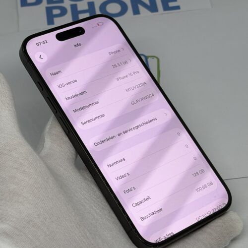 iPhone 15 Pro 128GB zwart /licht gebruikt /100% batt /garantie