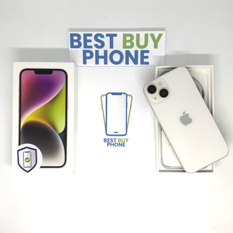 iPhone 14 256GB wit /87% batt /krasvrij glas /garantie
