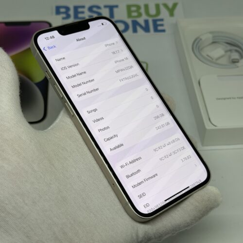 iPhone 14 256GB wit /87% batt /krasvrij glas /garantie