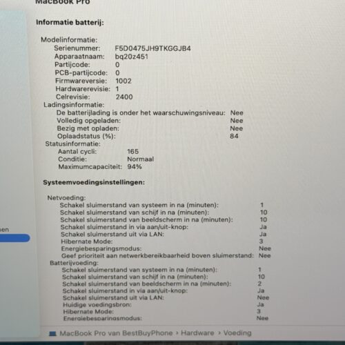 MacBook Pro M1 256GB grijs /licht gebruikt /94% batt /garantie