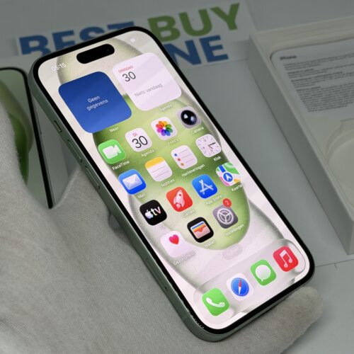 iPhone 15 128GB groen /100% batt /krasvrij /garantie