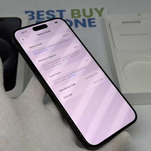 iPhone 15 Pro Max 256GB zwart /zeer net /93% batt /garantie