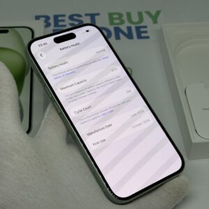 iPhone 15 128GB groen /zeer net /87% batt /garantie