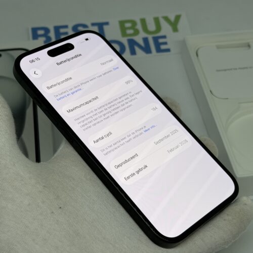 iPhone 15 256GB zwart /99% batt /zeer net /garantie