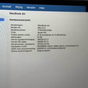 IMG_6611 MacBook Air M2 512GB zilver /94% batt /krasvrij /garantie