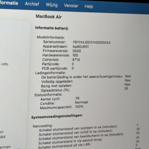 MacBook Air M4 256GB middernacht /100% batt /krasvrij /garantie