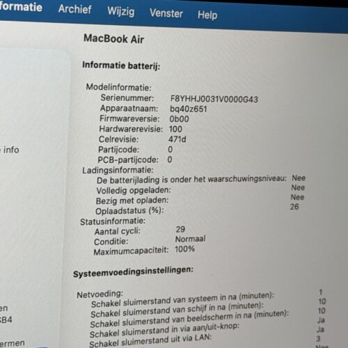 MacBook Air M4 256GB middernacht /100% batt /krasvrij /garantie