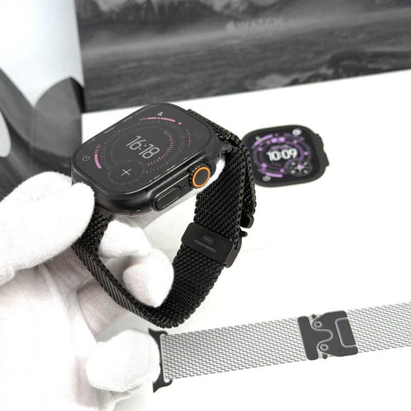 Apple Watch Ultra 3 zwart Milanese band /krasvrij /100% batt /garantie