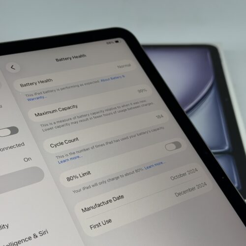 iPad Air 6e 11 inch M2 128GB grijs /krasvrij /99% batt /garantie