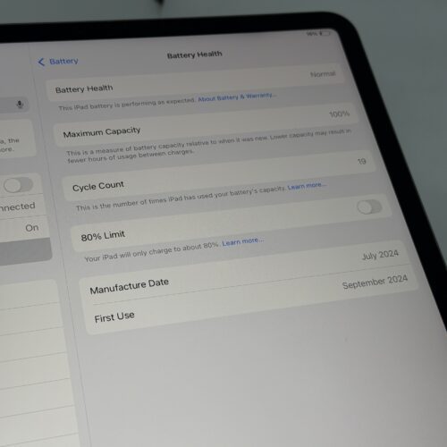 iPad Air 6e 13 inch M2 128GB grijs /krasvrij /100% batt /garantie