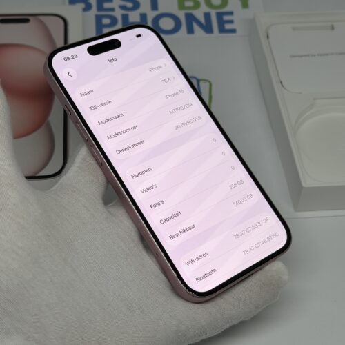 iPhone 15 256GB roze /krasvrij /89% batt /garantie