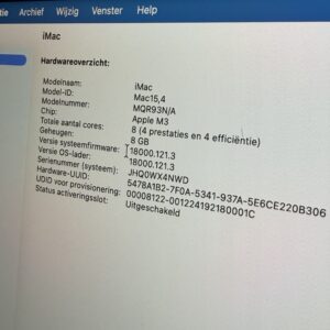 Apple iMac 2023 M3 256GB zilver / als nieuw + garantie