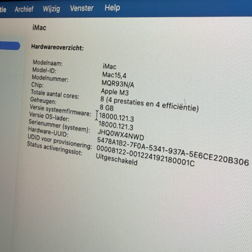 Apple iMac 2023 M3 256GB zilver / als nieuw + garantie
