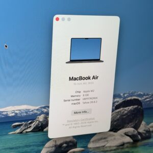 MacBook Air M2 15 inch 256GB middernacht /licht gebruikt /91% batt /garantie