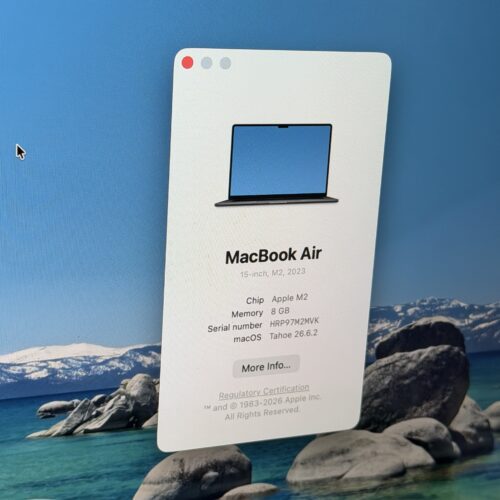 MacBook Air M2 15 inch 256GB middernacht /licht gebruikt /91% batt /garantie