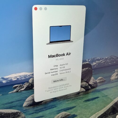 MacBook Air M2 16GB RAM 512GB grijs /97% batt /krasvrij /garantie