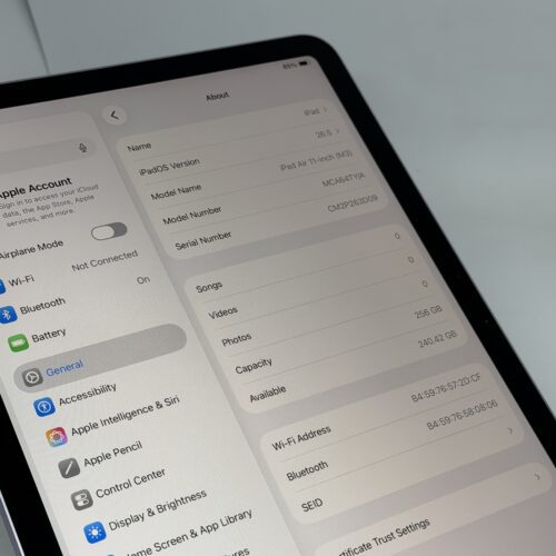 iPad Air 7e 11 inch M3 256GB paars /zeer net /100% batt /garantie