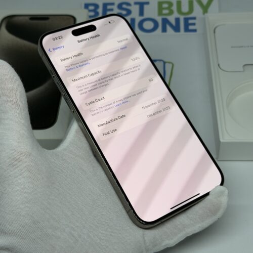 iPhone 15 Pro Max 256GB grijs /krasvrij /100% batt /garantie