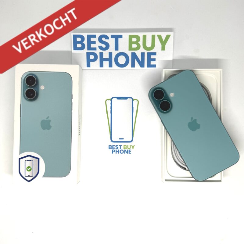 iPhone 16 128GB groen /100% batt /krasvrij /garantie