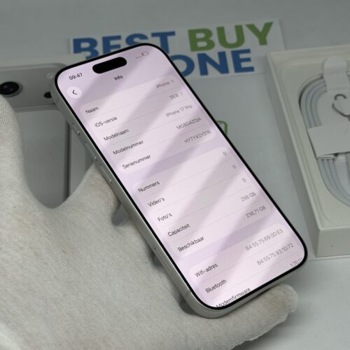 iPhone 17 Pro 256GB zilver /krasvrij /97% batt /garantie.