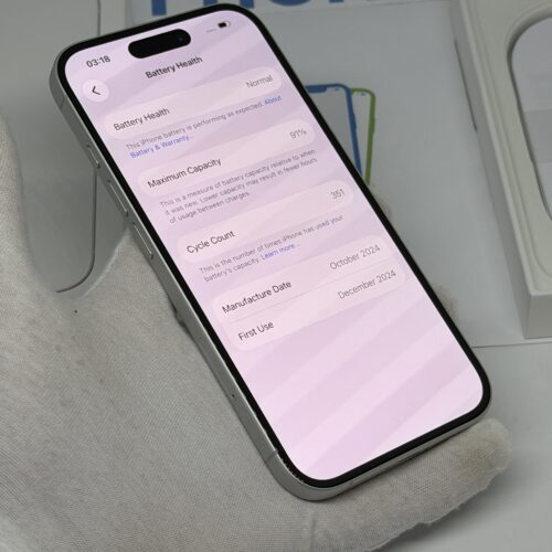 iPhone 16 128GB wit /krasvrij /91% batt /garantie