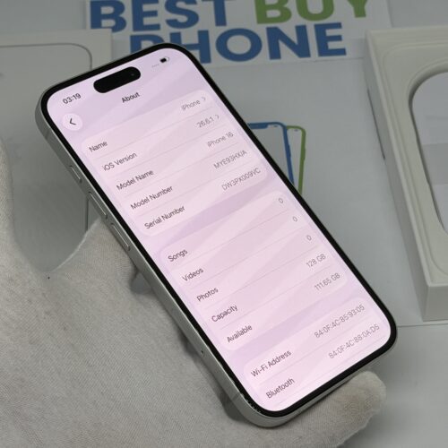 iPhone 16 128GB wit /krasvrij /91% batt /garantie