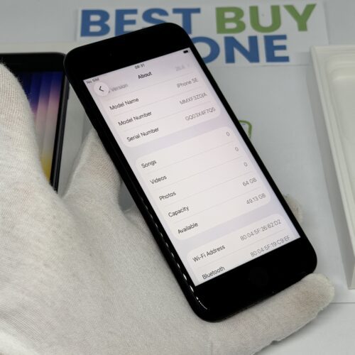 iPhone SE 2022 64GB zwart /krasvrij scherm /91% batt /garantie