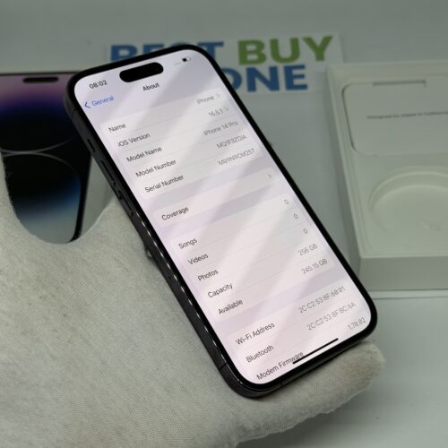 iPhone 14 Pro 256GB paars /krasvrij scherm /100% batt /garantie
