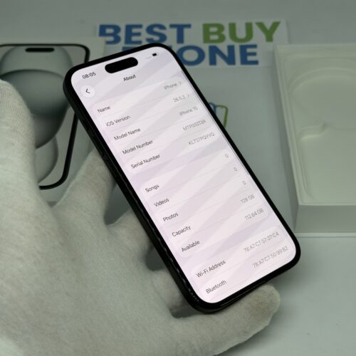 iPhone 15 128GB zwart /krasvrij /92% batt /garantie