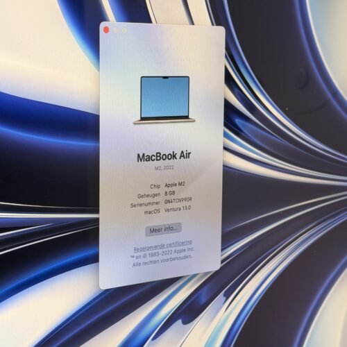 MacBook Air M2 256GB grijs /97% batt /zeer net /garantie
