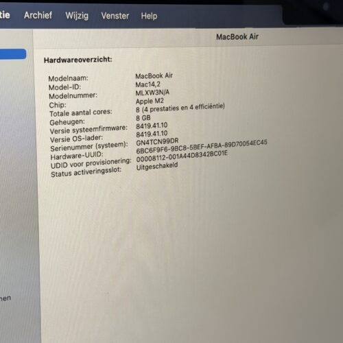 MacBook Air M2 256GB grijs /97% batt /zeer net /garantie