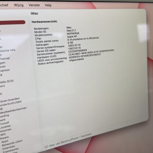Apple iMac 2021 M1 rood/roze /Touch ID /8-core /garantie