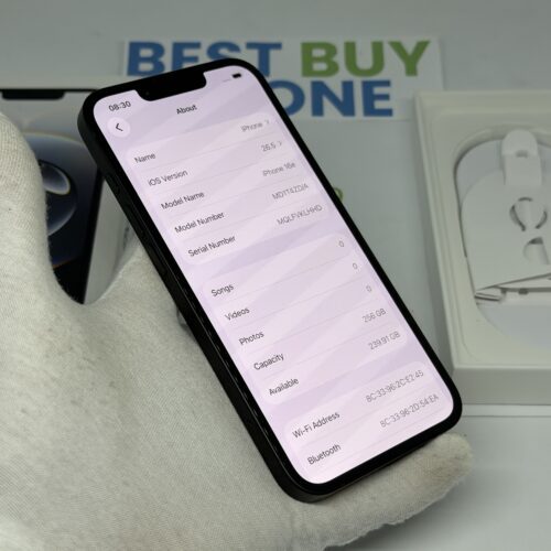 iPhone 16E 256GB zwart /krasvrij glas /99% batt /garantie