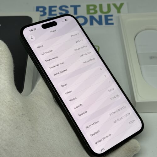 iPhone 16 plus 128GB zwart /krasvrij glas /94% batt /garantie