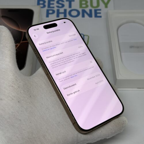 iPhone 16 Pro 512GB goud /krasvrij /100% batt /garantie