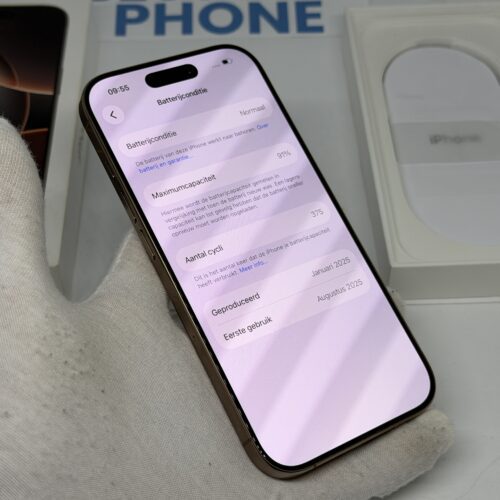 iPhone 16 Pro 128GB goud /zeer net /91% batt /garantie