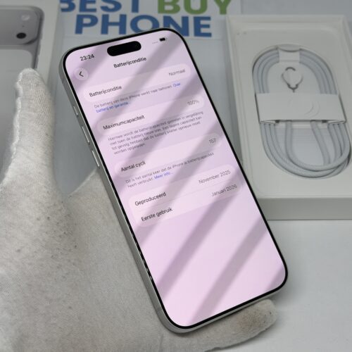 iPhone 17 Pro Max 256GB zilver /krasvrij /100% batt /garantie